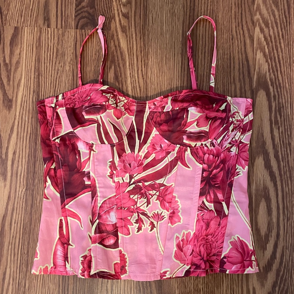 Pink Print Structured Corset Top